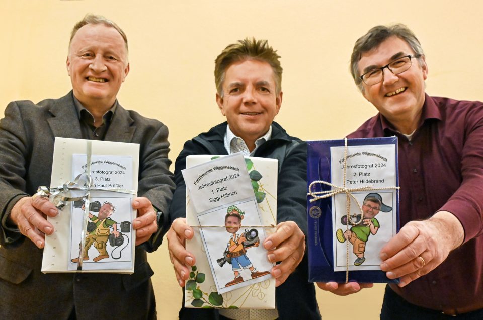 Armin Paul-Prößler, Siegfried Hilbrich und Peter Hildebrand, die drei Erstplatzierten des Jahresfotografen 2024